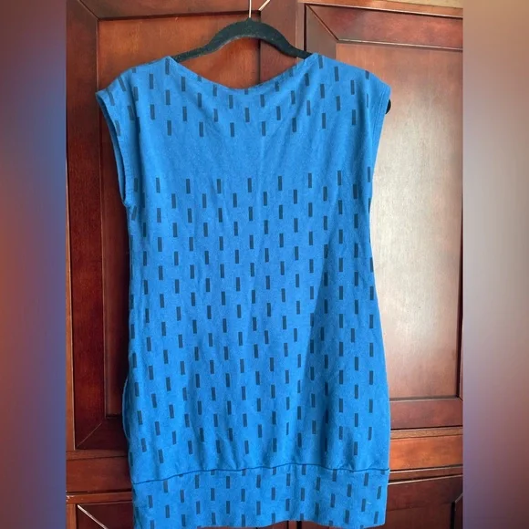 Smoking Lily "oh joyful tunic" graphic dashes print cobalt blue Size Small - Picture 4 of 12